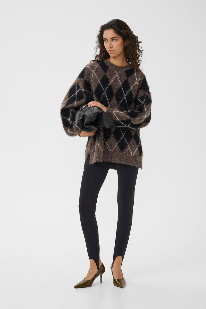 Gestuz - Gzsida Multi Long Pullover 10911670 - 1000153 - Black/Chestnut/Ivory