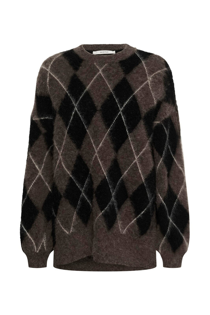 Gestuz - Gzsida Multi Long Pullover 10911670 - 1000153 - Black/Chestnut/Ivory