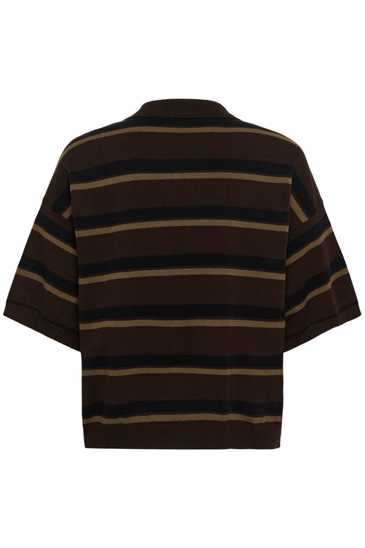 Gestuz - Gztaia Ss Polo Pullover 10910933 - 110053 - Molé/Black/Military Olive Strikbluser 