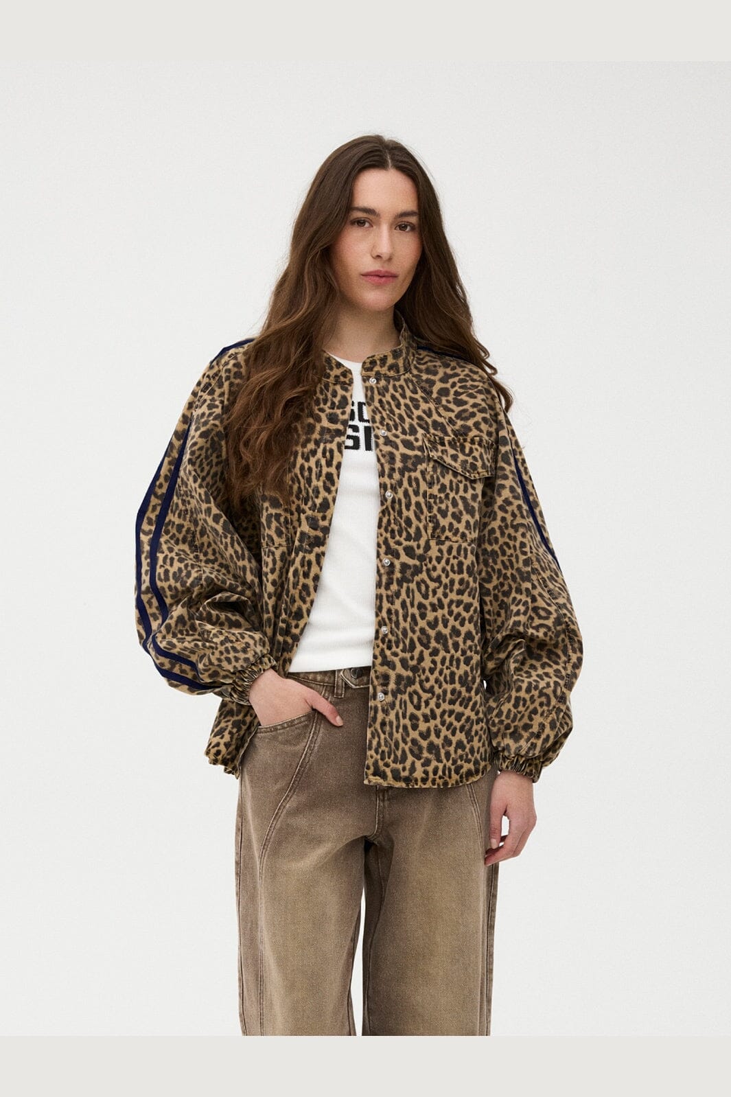 Gossia - Basmago Jull Jacket Shirt G3356 - Leopard Print/Cream Stripe