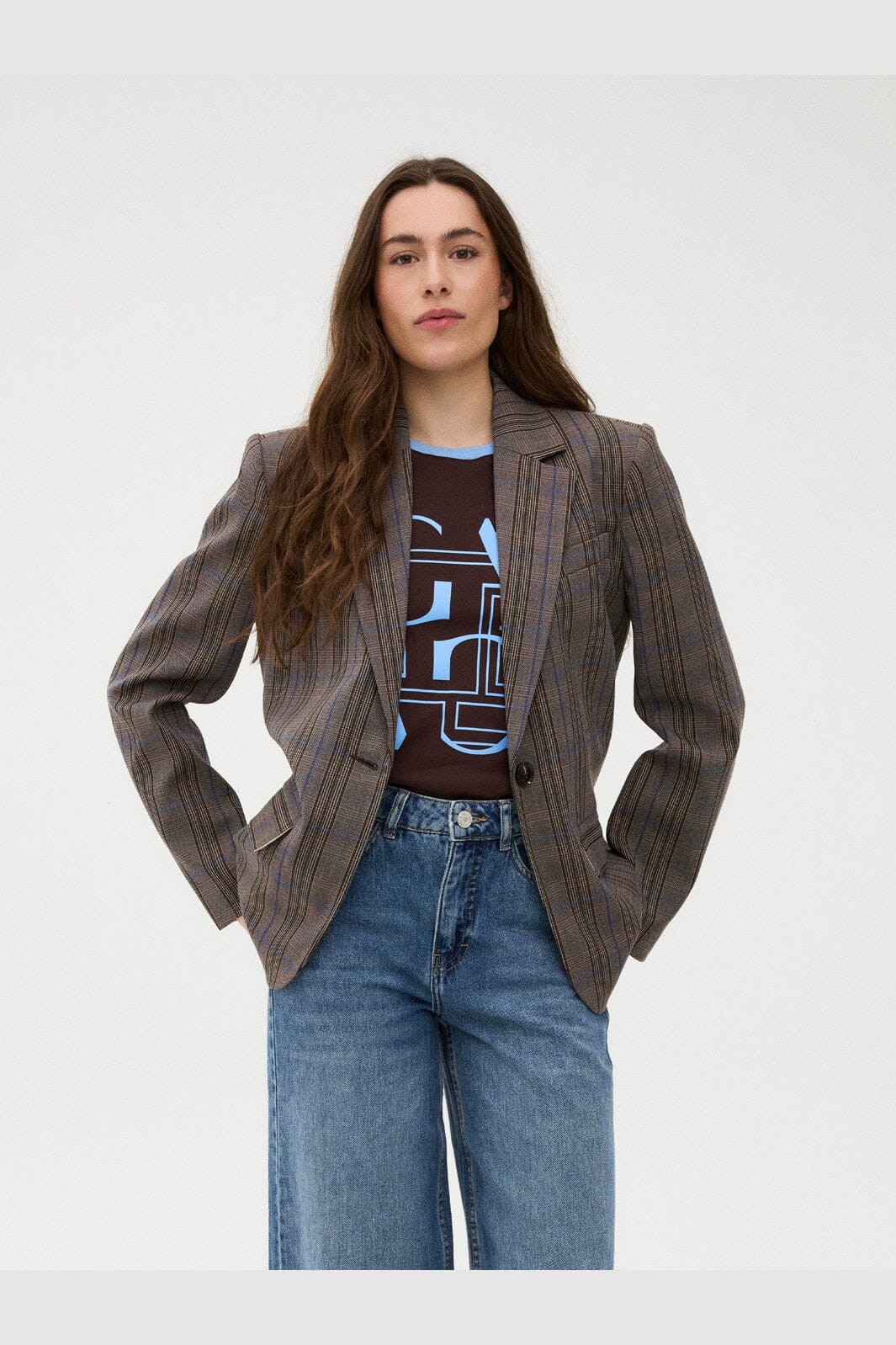 Gossia - Beatricego Blazer G3322 - Brown Blue Checks