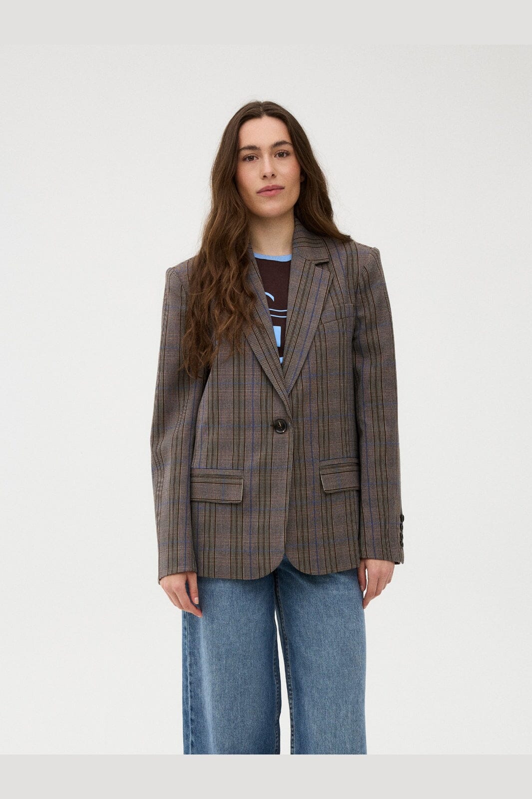 Gossia - Beatricego Blazer G3322 - Brown Blue Checks
