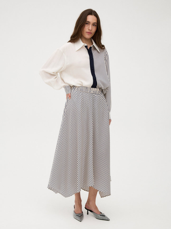 Gossia - Cloriego Skirt G3314 - Navy Creme Stripes Nederdele 