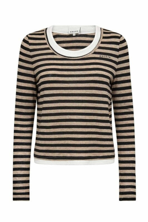 Gossia - Elmago Blouse G3119 - Sand Black Stripes
