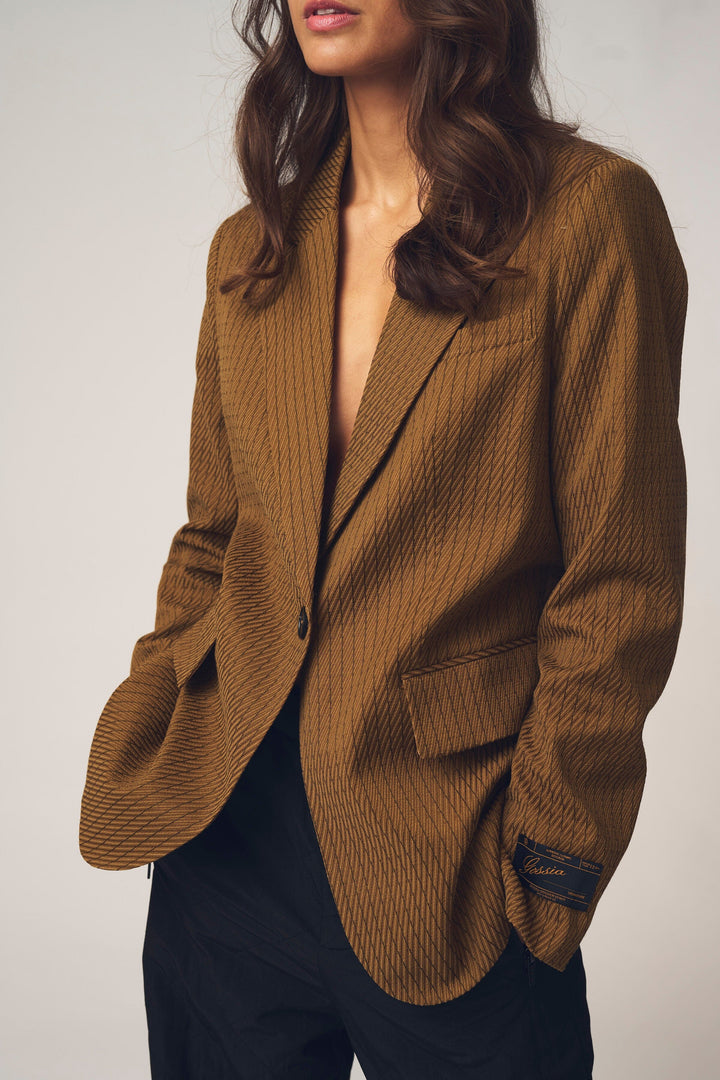 Gossia - Gajago Blazer G3105 - Caramel Checks Blazere 