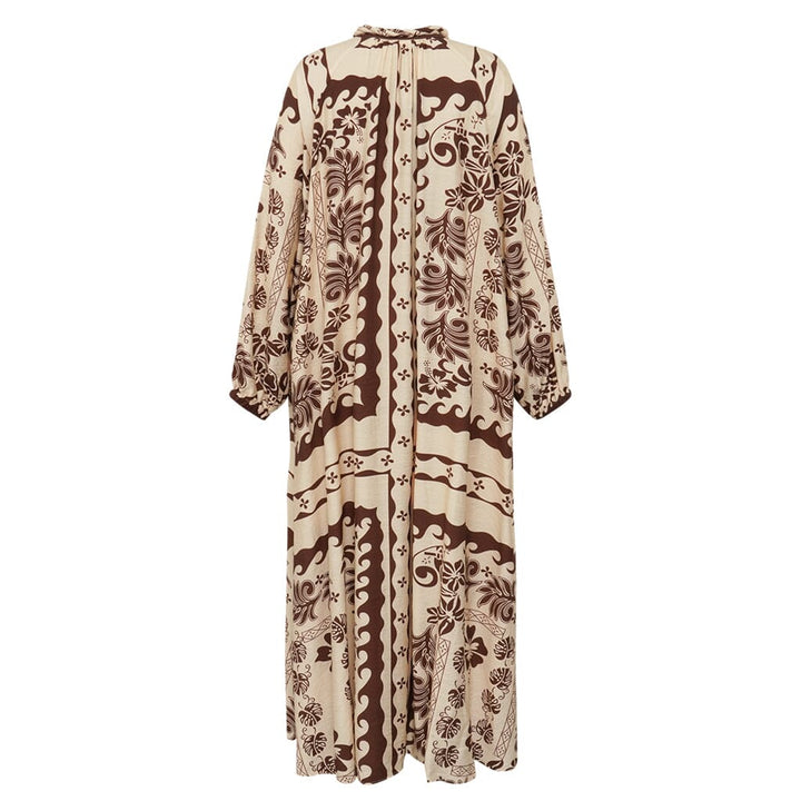 Gossia - Magnygo Dress G3026 - Brown Creme Print Kjoler 
