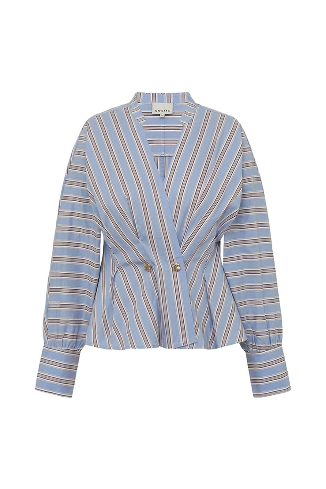 Gossia - Miego Blouse G3238 - Blue / Brown Stripes
