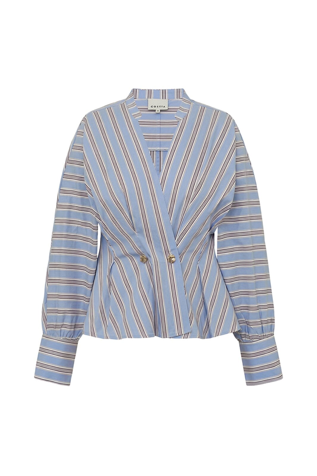 Gossia - Miego Blouse G3238 - Blue / Brown Stripes