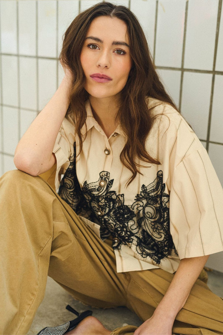 Gossia - Zannago Shirt G3223 - Sand Stripes Skjorter 