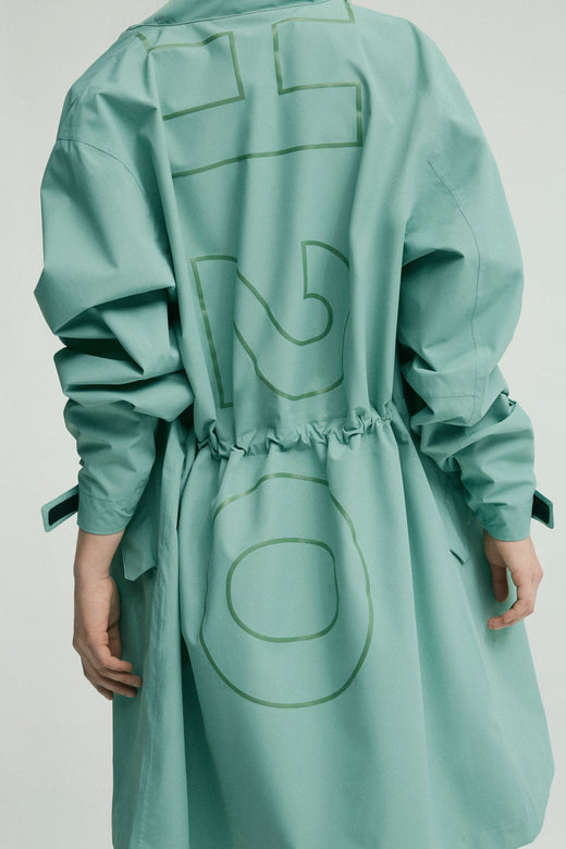 H2O - Rømø Logo Lw Rain Long Jacket 100982 - 3008 - Sea Grass Regntøj 