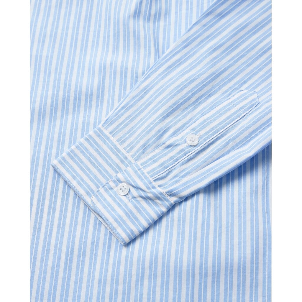 H2O - Rønne Essential Pajamas Shirt L/S 101018-1 - 7092 - Light Blue/White Skjorter 