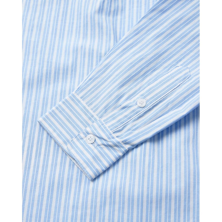 H2O - Rønne Essential Pajamas Shirt L/S 101018-1 - 7092 - Light Blue/White Skjorter 