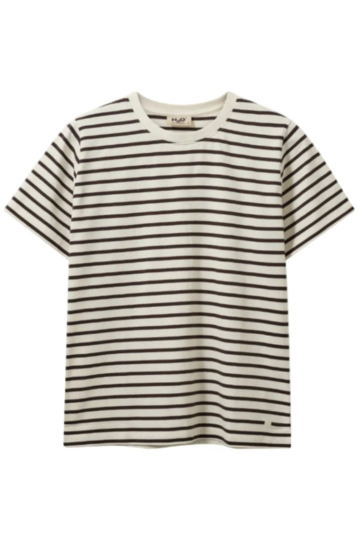 H2O - Skagen Woman Striped Tee 101075 - 7098 - Cream White/Brown T-shirts 