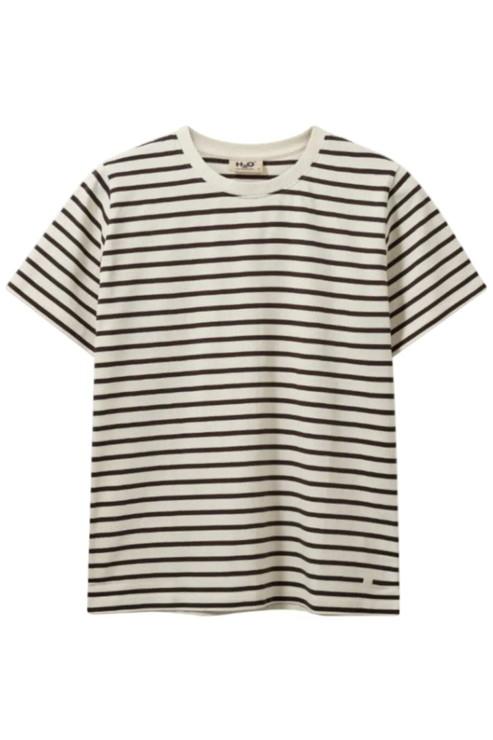 H2O - Skagen Woman Striped Tee 101075 - 7098 - Cream White/Brown T-shirts 