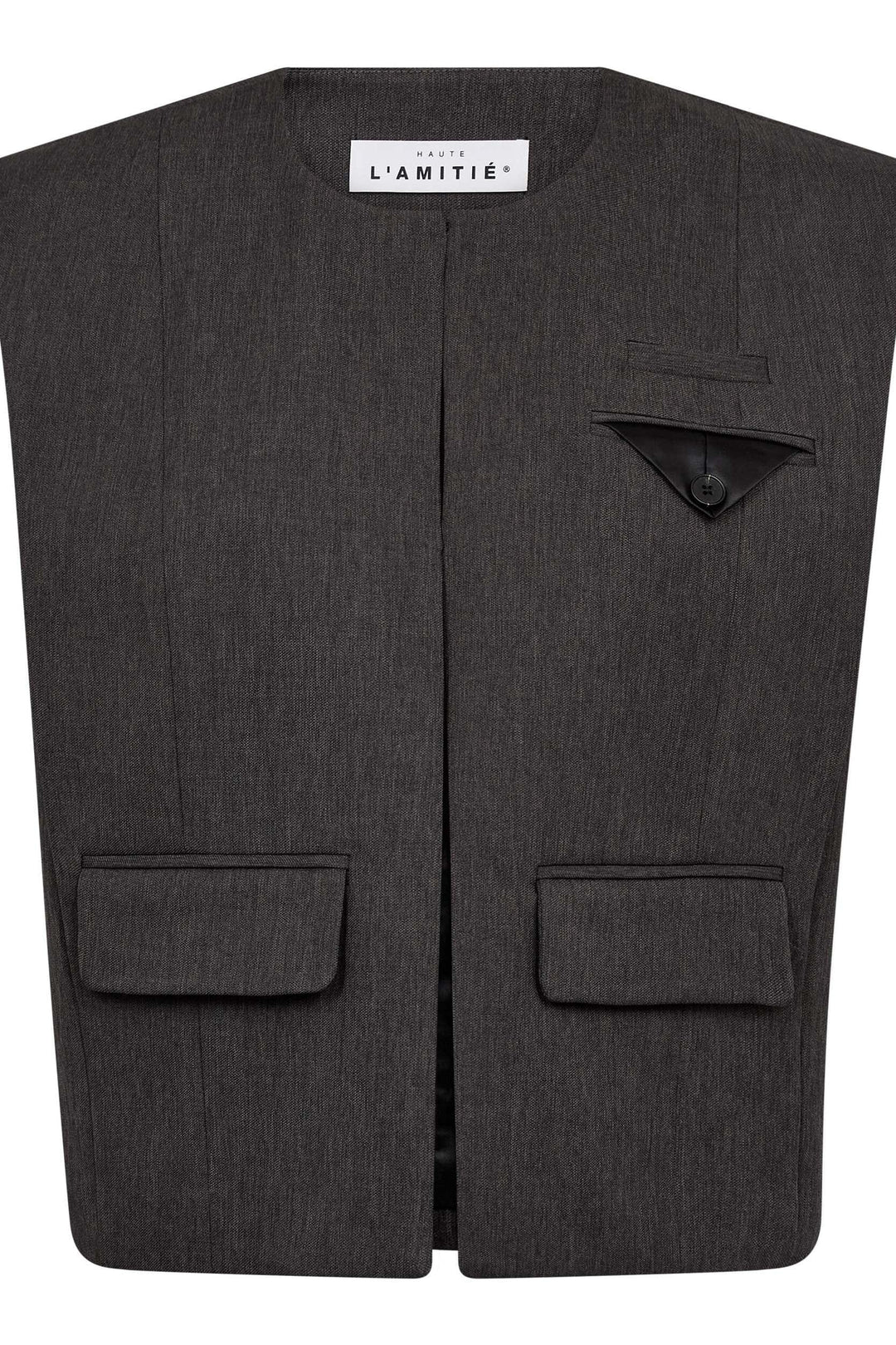 Haute L'Amitié - Amy Box Crop Waistcoat HL10683 - Grey Melangé Veste 