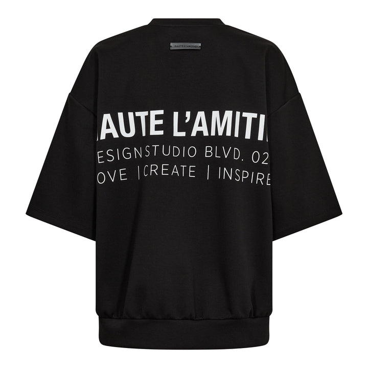 Haute L'Amitié - Back Print Studio Ss Sweat HL10687 - Black Sweatshirts 