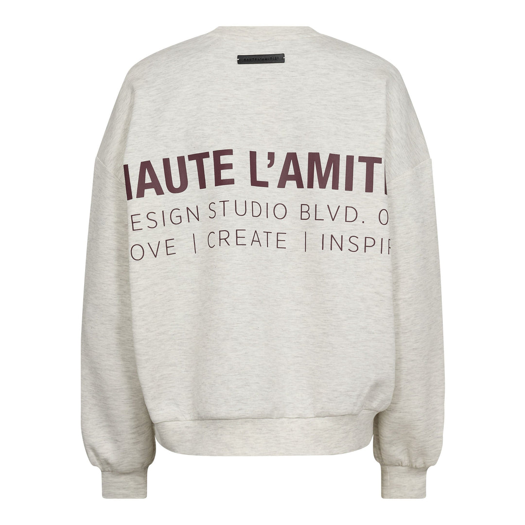 Haute L'Amitié - Back Print Studio Sweat HL10686 - Pearl Melange Sweatshirts 