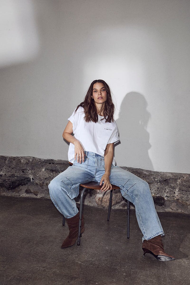 Haute L'Amitié - Barrel Front Pocket Jeans HL10700 - Bleached Denim Jeans 