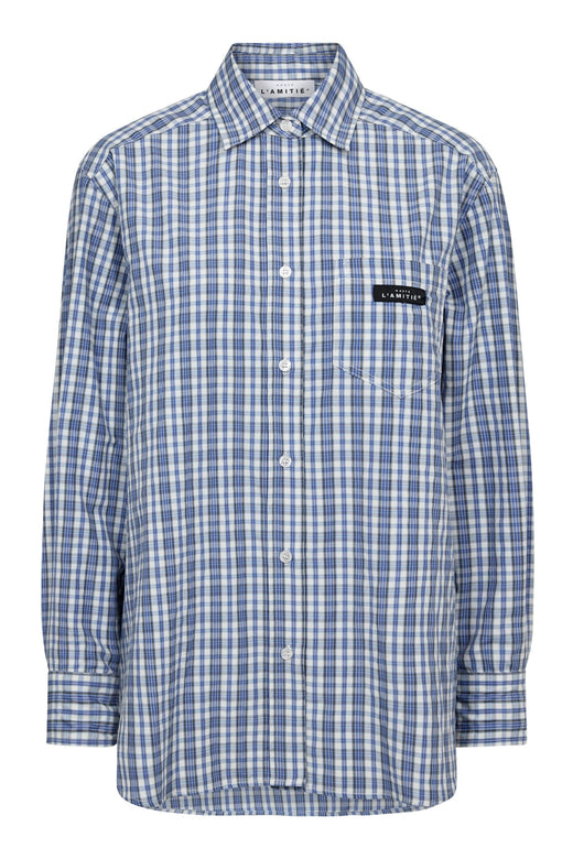 Haute L'Amitié - Button Down Mini Check Shirt HL10719 - Off-White/ Pale Blue Skjorter 