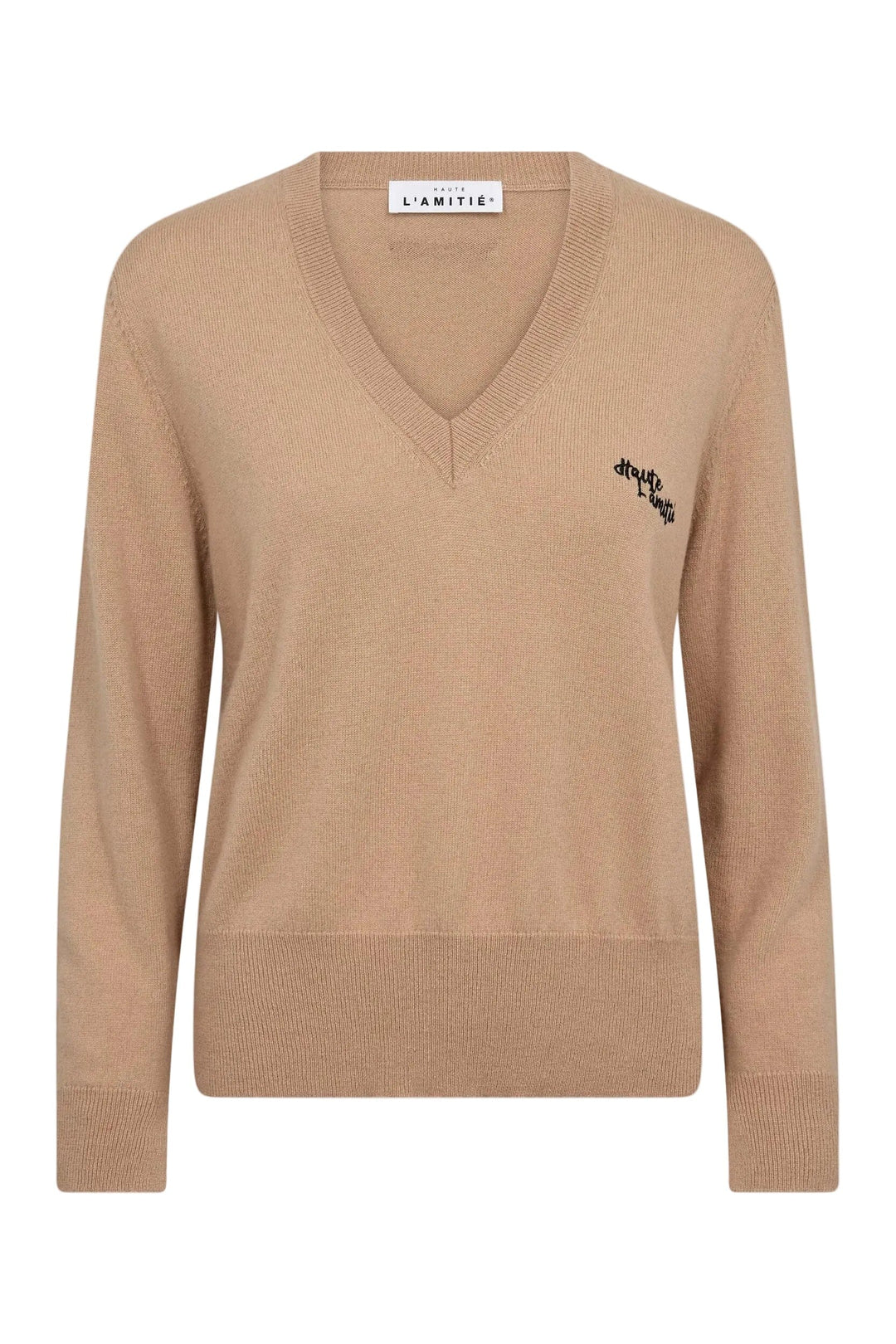 Haute L'Amitié - Cash Logo V-Neck HL10735 - Dessert Strikbluser 