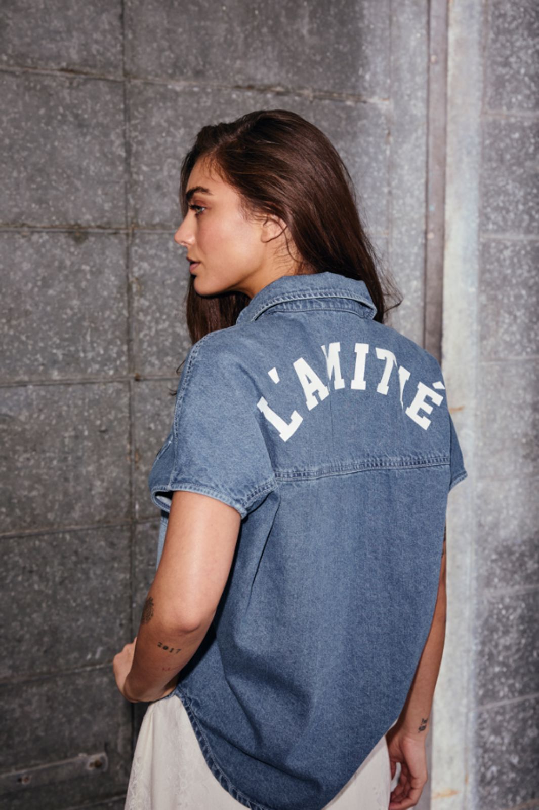 Haute L'Amitié - Denim Ns Logo Shirt HL10593 - Used Denim Skjorter 