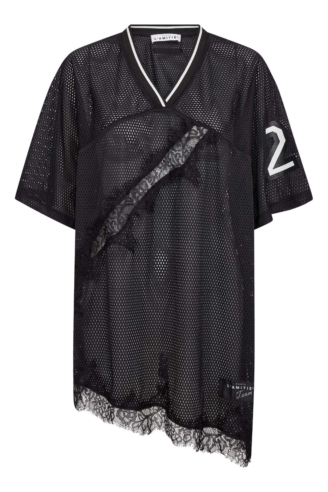 Haute L'Amitié - Drift Asym Lace Tee HL10553 - Black T-shirts 