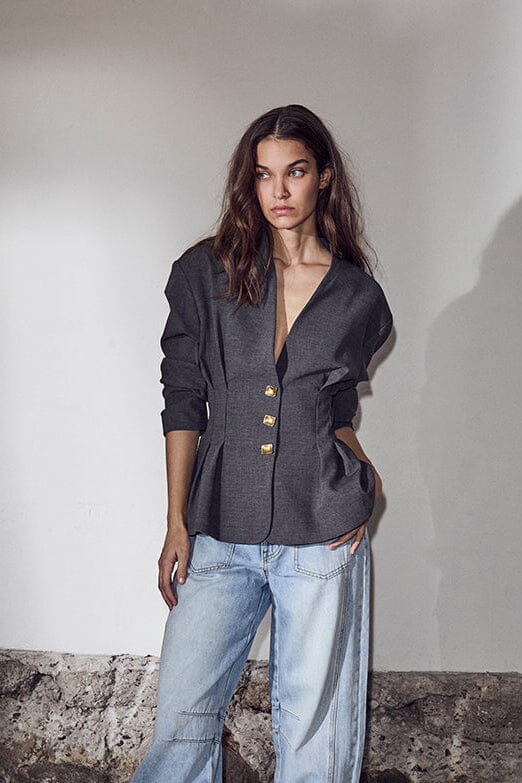 Haute L'Amitié - Enna Waist Pleat Blazer HL10669 - Antracit Blazere 