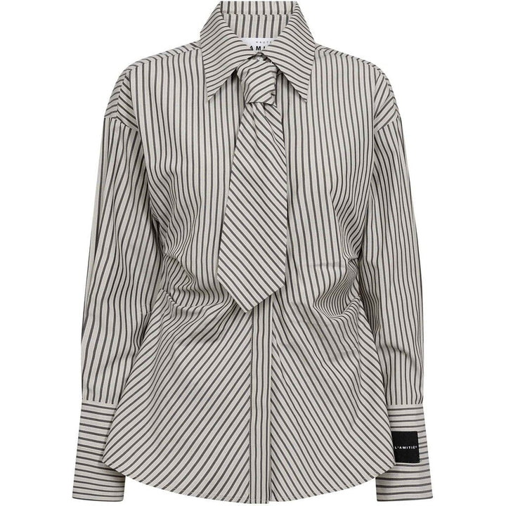 Haute L'Amitié - Gemma Tie Stripe Shirt HL10817 - Beige Skjorter 