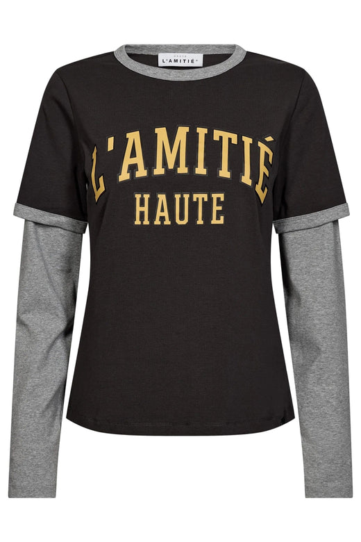 Haute L'Amitié - L'Amitié College Ls Logo Mix Tee Hl11166 - Antracit / Grey Melange T-shirts 