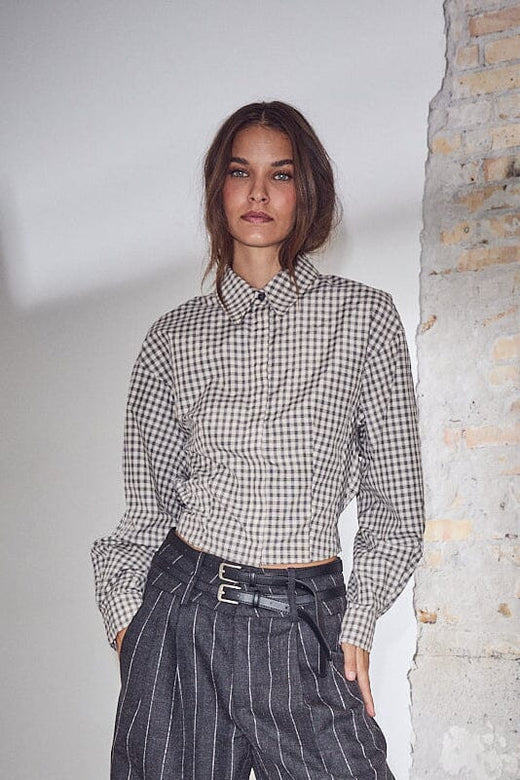 Haute L'Amitié - Mimosa Check Smock Shirt HL10815 - Grey Check Skjorter 