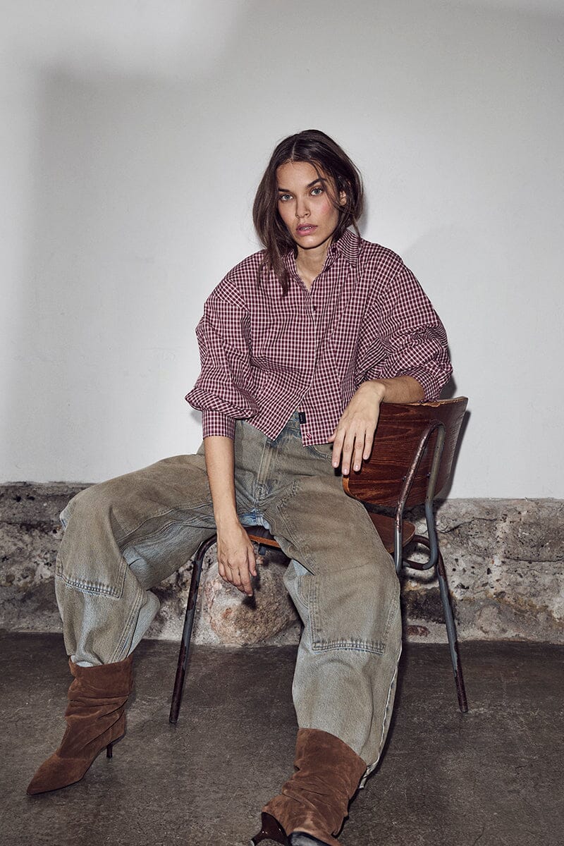 Haute L'Amitié - Musa Check Smock Shirt HL10753 - Wine Skjorter 