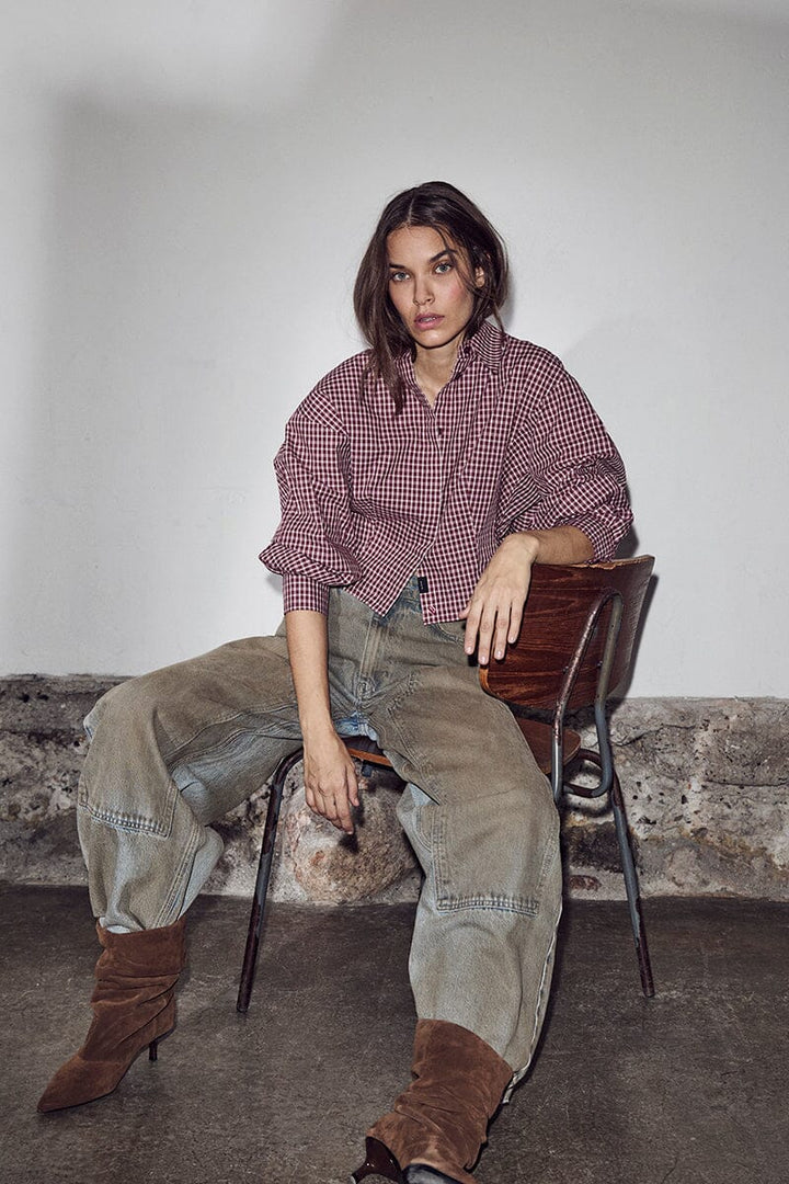 Haute L'Amitié - Musa Check Smock Shirt HL10753 - Wine Skjorter 