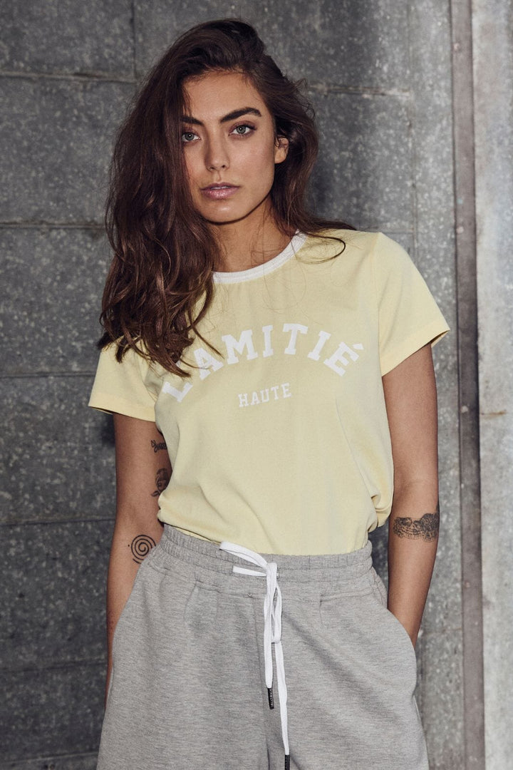 Haute L'Amitié - Neckline Logo Tee HL10006 - Pale Yellow T-shirts 