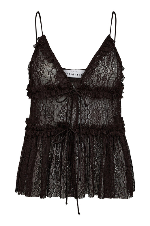 Haute L'Amitié - New Lace Tie Top HL10538 - Mocca Toppe 