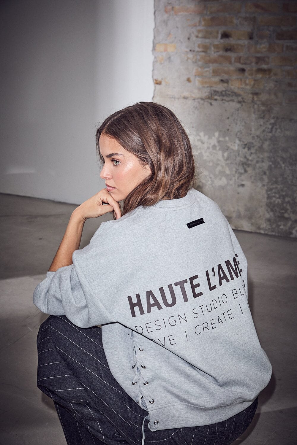 Haute L'Amitié - New Studio Tie Sweat HL10714 - Grey Melangé Sweatshirts 