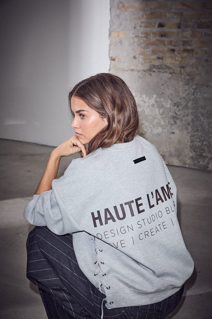 Haute L'Amitié - New Studio Tie Sweat HL10714 - Grey Melangé Sweatshirts 
