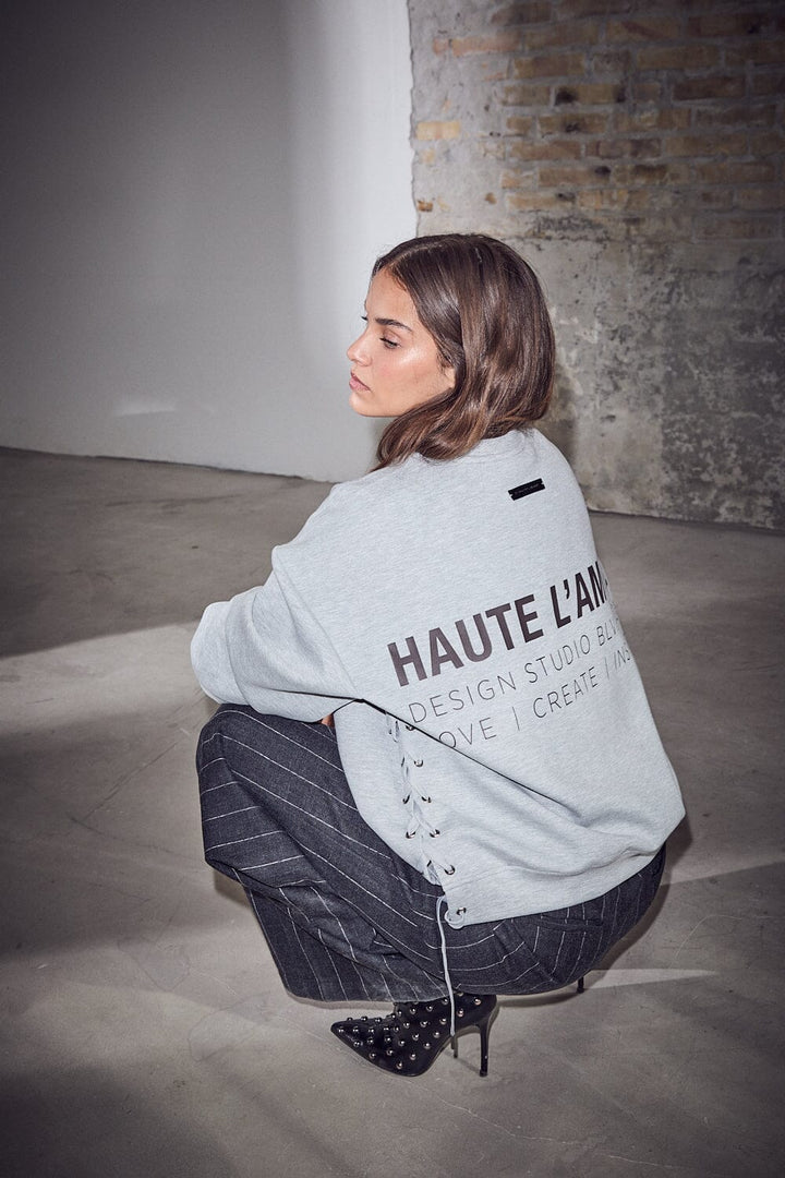 Haute L'Amitié - New Studio Tie Sweat HL10714 - Grey Melangé Sweatshirts 