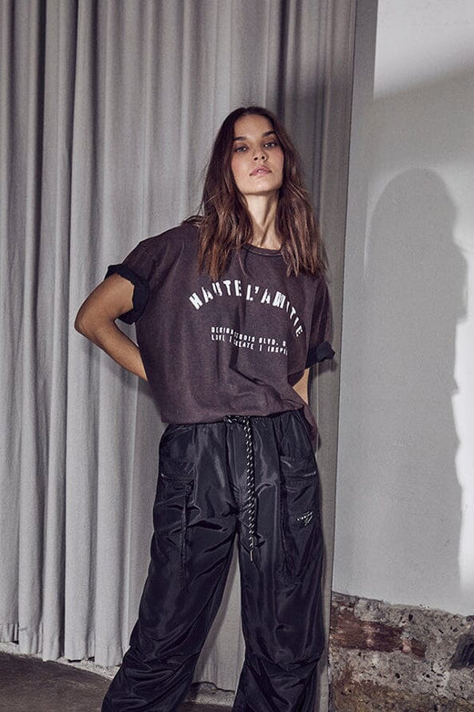 Haute L'Amitié - Noma Acid Curve Studio Tee HL10607 - Mocca Acid Wash T-shirts 