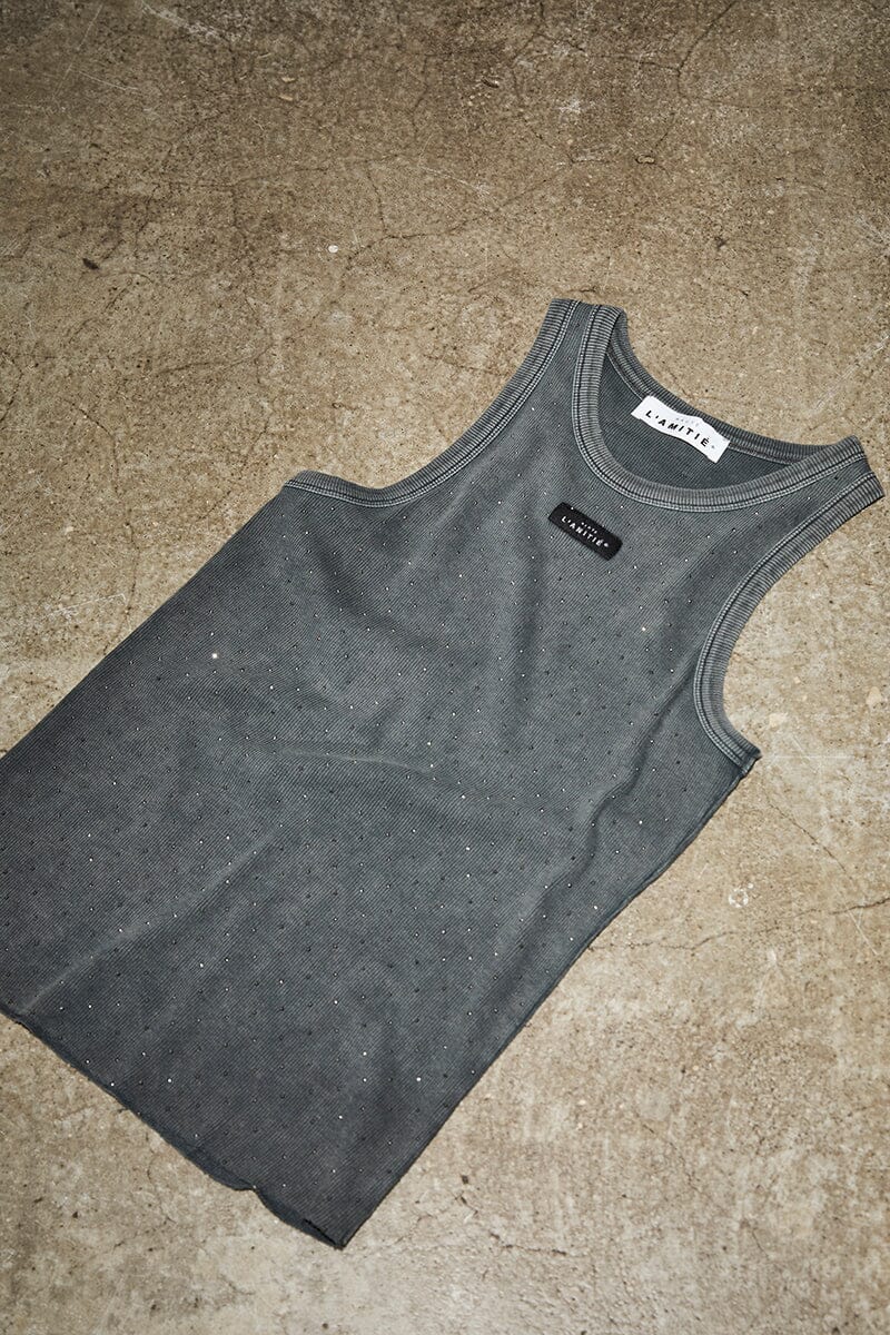 Haute L'Amitié - Rib Badge Acid Stone Tank HL10708 - Black Acid Wash Toppe 