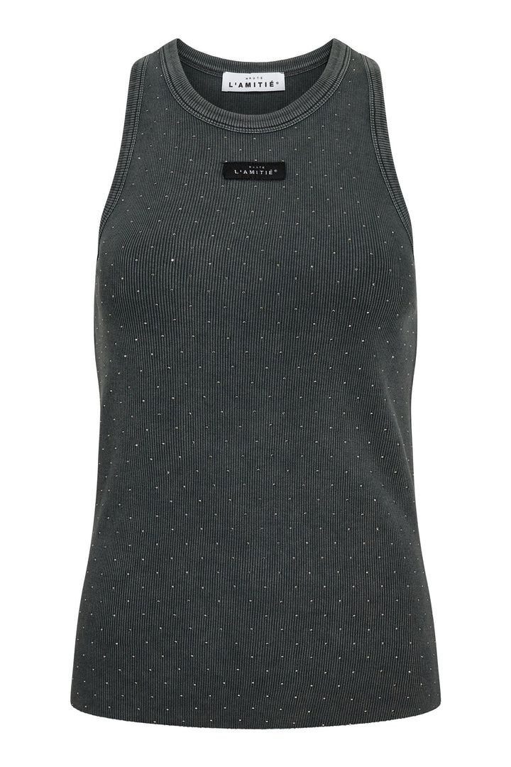 Haute L'Amitié - Rib Badge Acid Stone Tank HL10708 - Black Acid Wash Toppe 