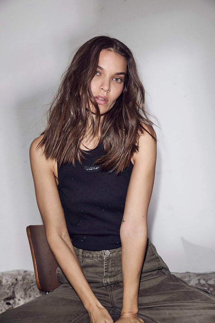 Haute L'Amitié - Rib Badge Stone Tank HL10707 - Black Toppe 