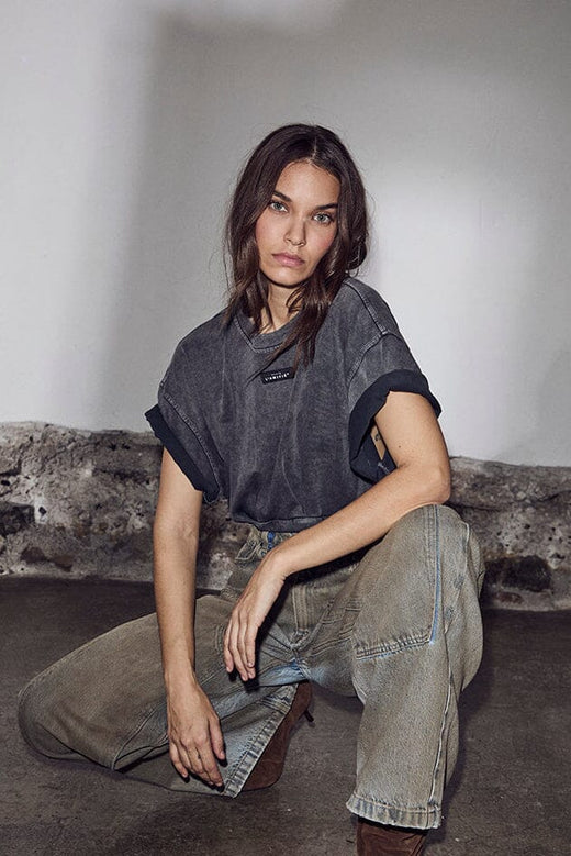 Haute L'Amitié - Romie Acid Pleat Tee HL10693 - Black Acid Wash T-shirts 