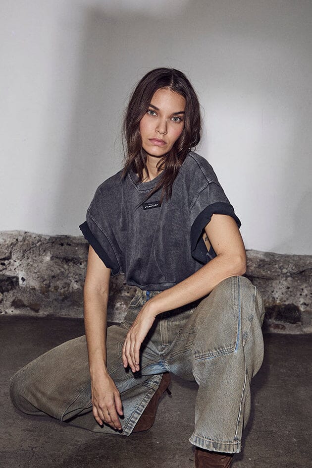 Haute L'Amitié - Romie Acid Pleat Tee HL10693 - Black Acid Wash T-shirts 