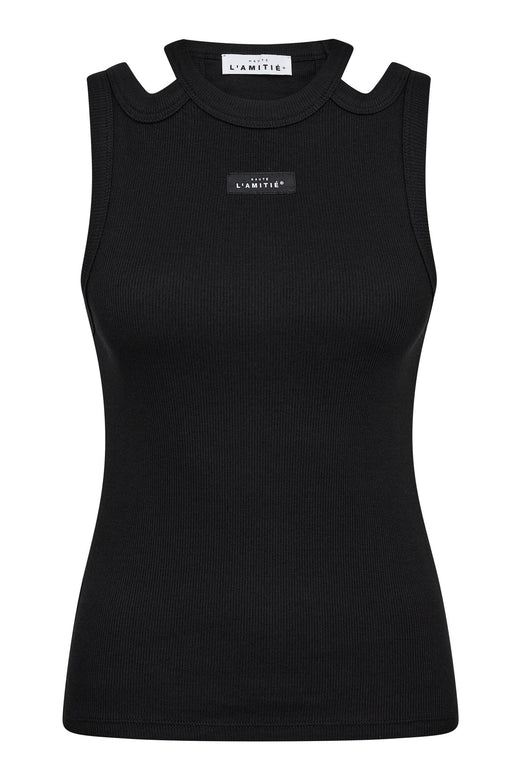 Haute L'Amitié - Sema Open Shoulder Tank Top HL10657 - Black Toppe 