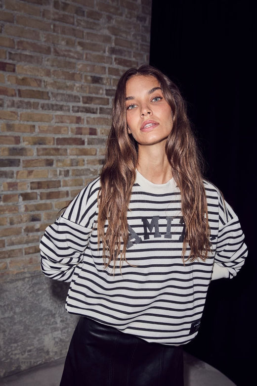Haute L'Amitié - Stripe Logo Sweat HL10441 - Offwhite Black Sweatshirts 