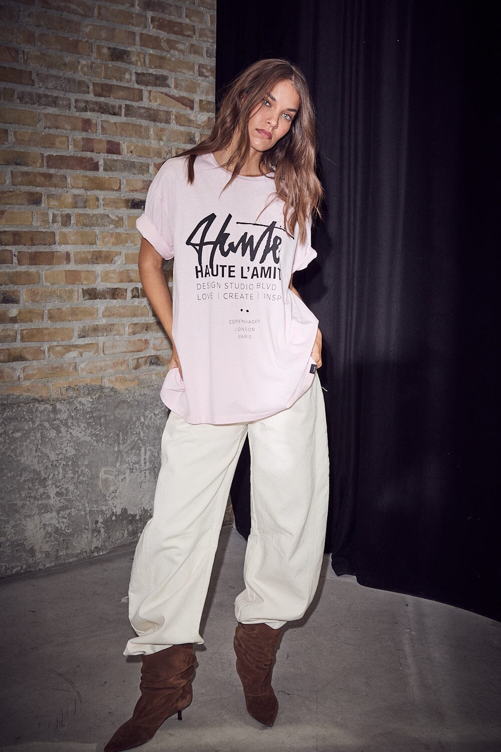 Haute L'Amitié - Studio Loose Tag Tee HL10758 - Iced Rose T-shirts 