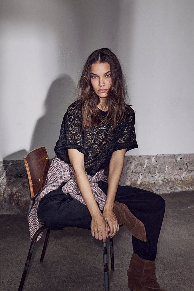 Haute L'Amitié - Summer Lace Loose Tee HL10725 - Black T-shirts 