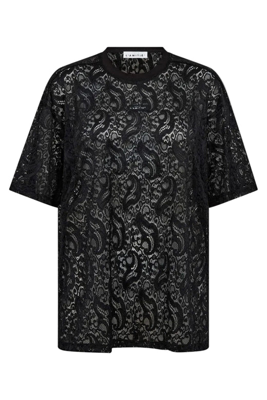 Haute L'Amitié - Summer Lace Loose Tee HL10725 - Black T-shirts 