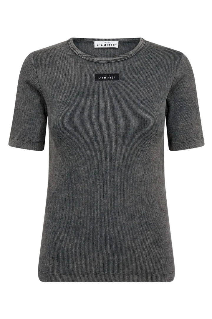 Haute L'Amitié - Vintage Acid Rib Tee HL10749 - Black Acid Wash T-shirts 