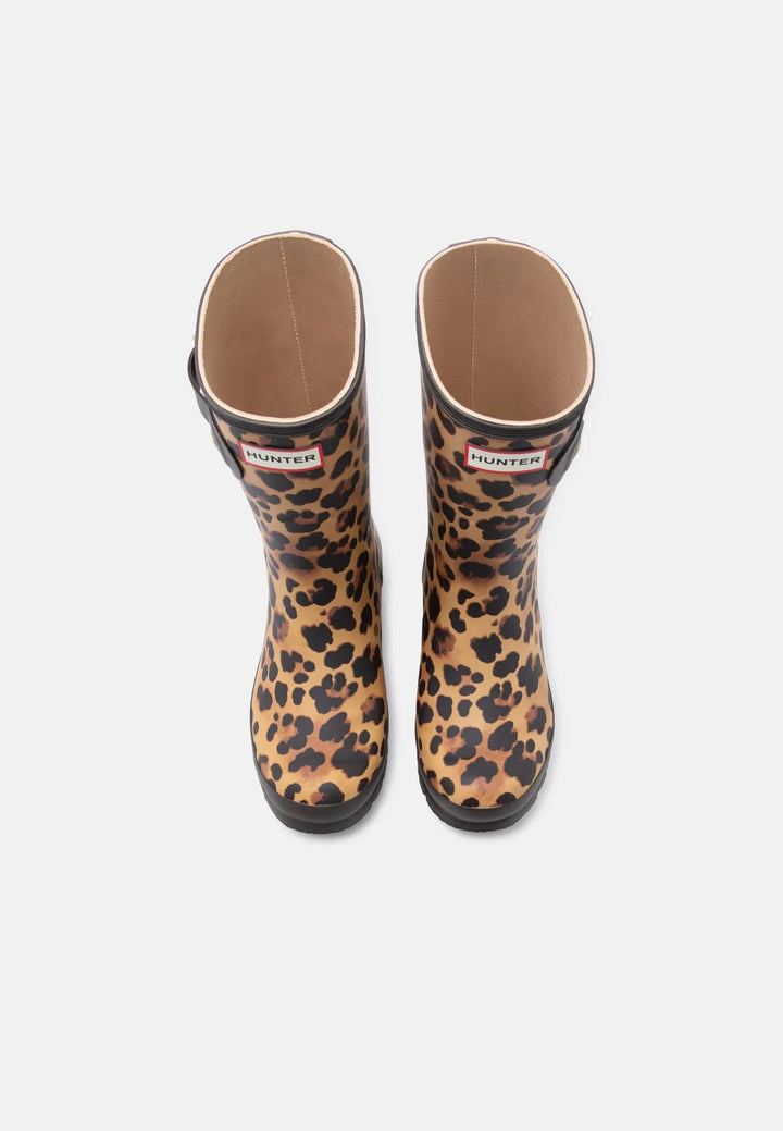 Hunter - Womens Original Short Leopard Boot Hfrw0010261lo - Leopard Print/chocolate Brown Gummistøvler 